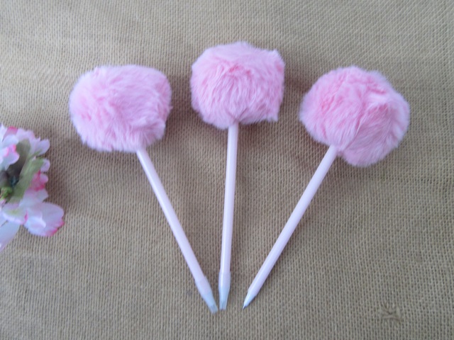 10Pcs Cute Pink Poms Ball Pens Ball Point Pen Blue Ink - Click Image to Close