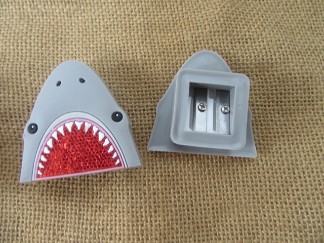 12Pcs Shark Pencil Sharpener Stationery Supplies 2 Holes Design - Click Image to Close