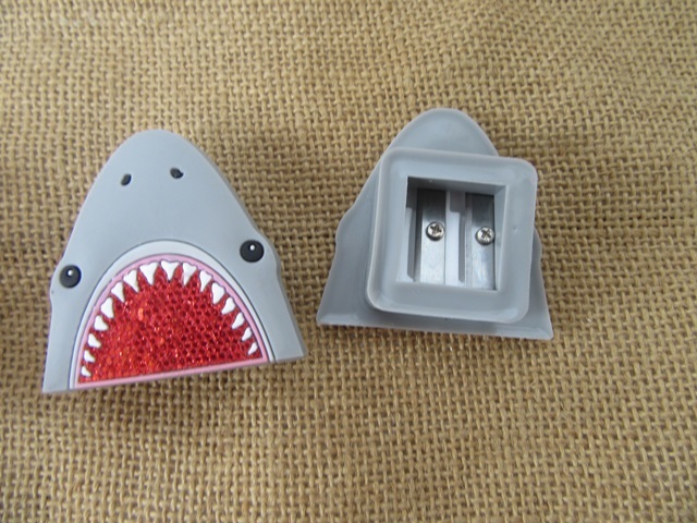 12Pcs Shark Pencil Sharpener Stationery Supplies 2 Holes Design - Click Image to Close