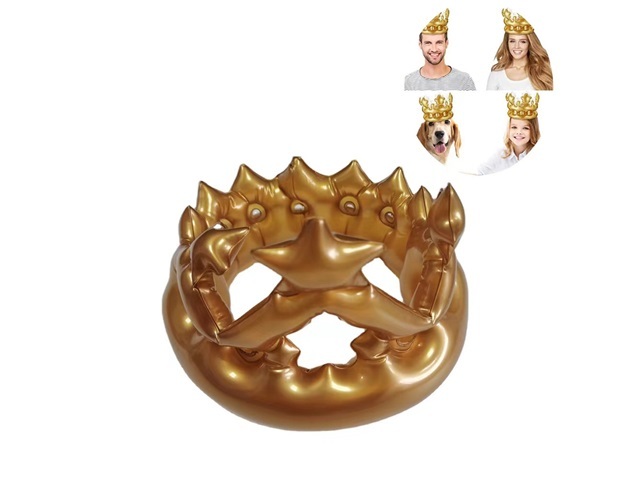 12 Inflatable Golden Crown Tiara Blow-up Toys for Kids - Click Image to Close