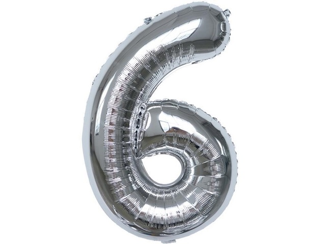 6Pcs Silver Numbers 6 Air-Filled Foil Balloons Party Decor 6Pcs Silver Numbers 6 Air-Filled Foil Balloons Party Decor