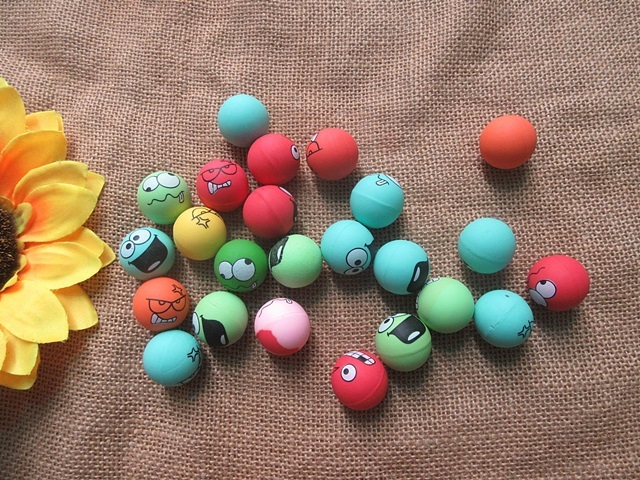 100X Smiling Face Bouncing Balls 30mm Mixed Color - Click Image to Close