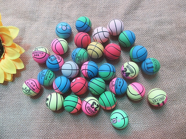 100X Sporty Basketball Rubber Bouncing Balls 30mm Dia Mixed - Click Image to Close