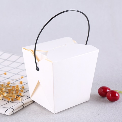 50Pcs New White Noodle Box with Handle 1000ml - Click Image to Close