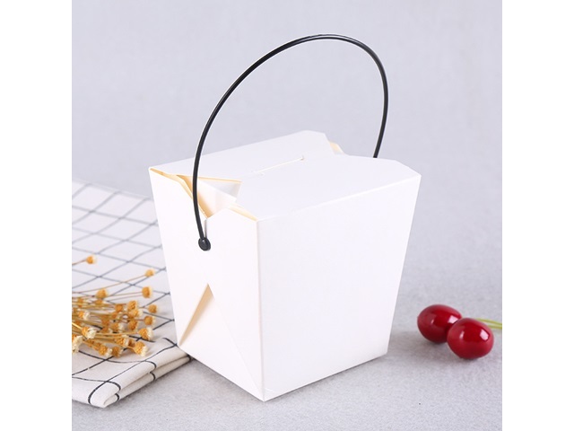 50Pcs New White Noodle Box with Handle 1000ml - Click Image to Close