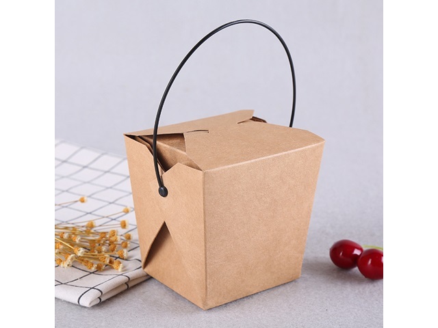 50Pcs New Kraft Noodle Box with Handle 1000ml - Click Image to Close