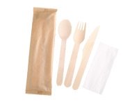 50Sets Disposable Individual Packing Forks Spoons Knives Tissue