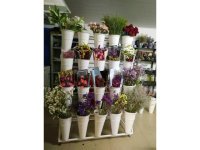 20Buckets White Flower Display Movable Shelf Stand Rack Flower