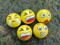 12Pcs Yellow Anti-Stress PU Foam Smile Face Emoji Balls 9cm