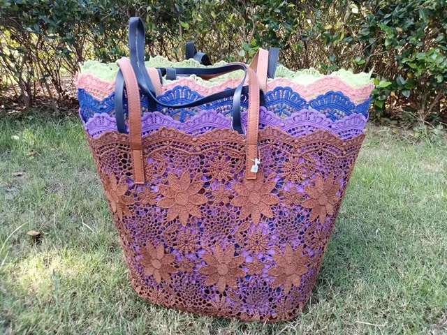 1Pc Elegant Underarm Lace Shopping Tote Bag Bucket 31.5x45x8.5cm - Click Image to Close