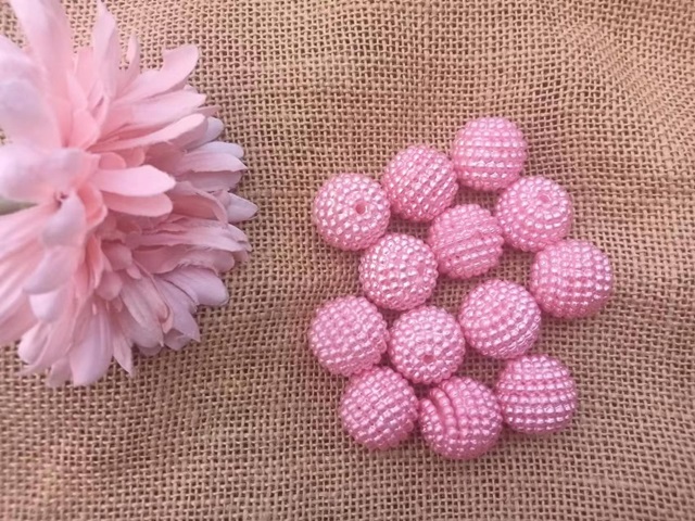 50Pcs Pink Loose Bayberry Beads Spacer Beads 24mm - Click Image to Close