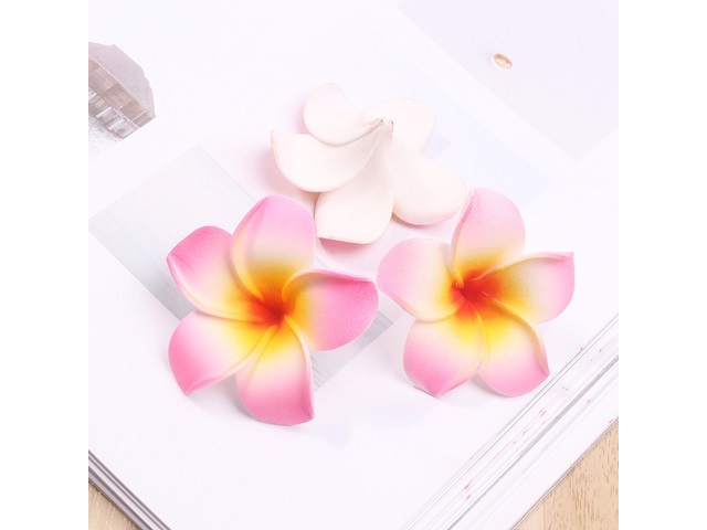 50 New Pink Fabulous Foam Frangipani Flower 4.5x2cm - Click Image to Close