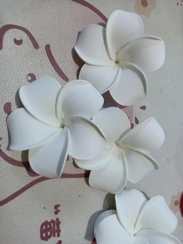 20 New White Fabulous Foam Frangipani Flower 8x3.5cm - Click Image to Close