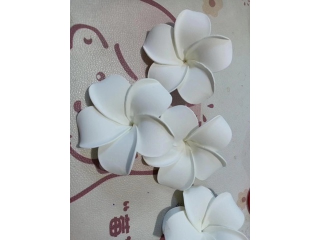 20 New White Fabulous Foam Frangipani Flower 8x3.5cm - Click Image to Close