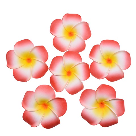 50 New Pink & Yellow Fabulous Foam Frangipani Flower 4.5x3cm - Click Image to Close