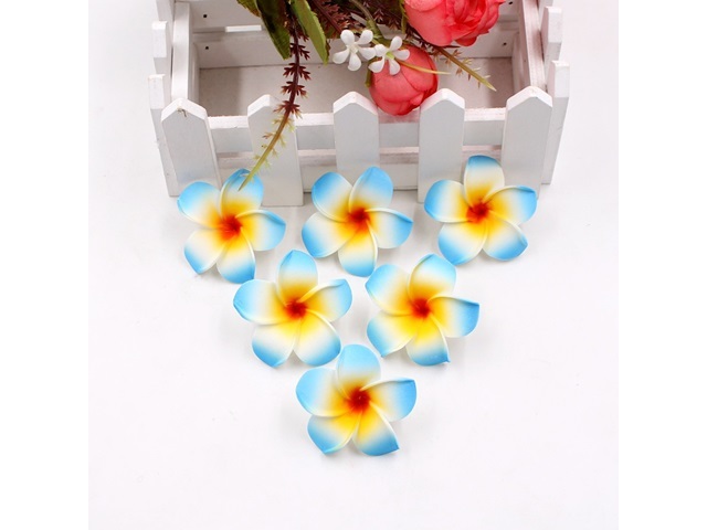 30 New Blue Fabulous Foam Frangipani Flower 8x3.5cm