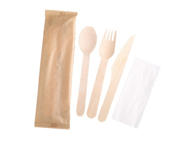 50Sets Disposable Individual Packing Forks Spoons Knives Tissue