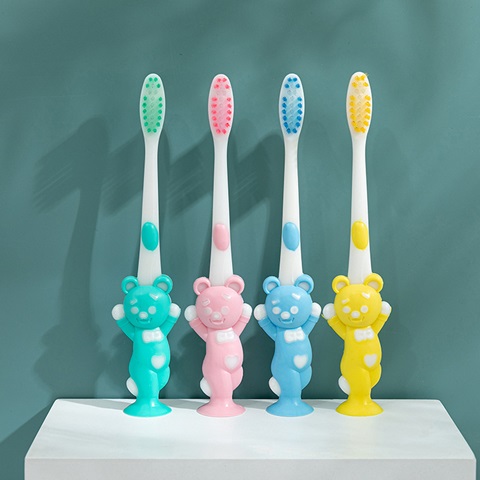 4Packs x 3Pcs Bear Clean Morning Toothbrushes for Kids Mixed - Click Image to Close
