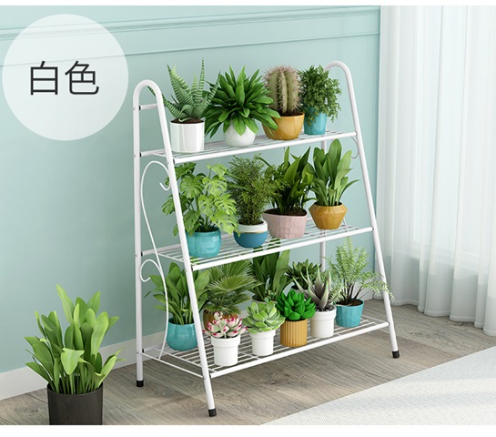 3-Layer White Flower Plant Pots Stand Shelf Shoe Rack Sundries - Click Image to Close