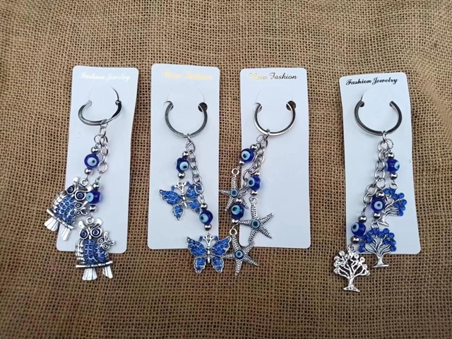 6Pcs Blue Collectibles Key Chain Keyring Various Design - Click Image to Close