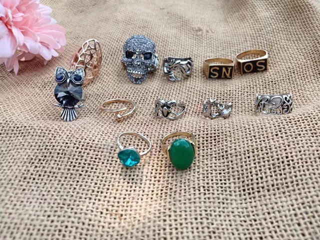 12Pcs Various Design Fashion Ring Punk Owl Ect Jewellery Rings 12Pcs Various Design Fashion Ring Punk Owl Ect Jewellery Rings