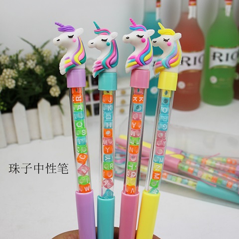 (image for) 12Pcs Funny Unicorn Gel Ink Pen Can Make Bracelet