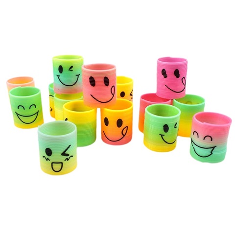 60 Smiley Expression Emoji Slinky Rainbow Spring Great Toys - Click Image to Close