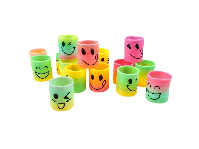 60 Smiley Expression Emoji Slinky Rainbow Spring Great Toys - Click Image to Close