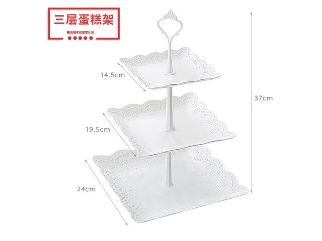 1Set Square 3Tier Cupcake Muffin Fruit Dessert Stand Party Favor