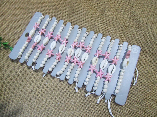 12Pcs White Turqoiuse Stone & Shell Drawstring Bracelet 12Pcs White Turqoiuse Stone & Shell Drawstring Bracelet