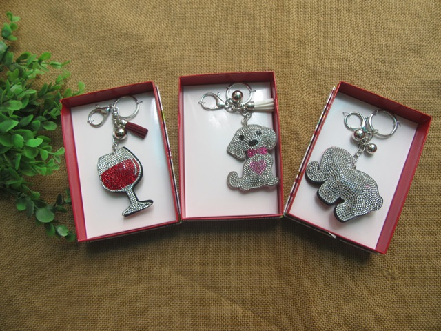 1Pc Sparkling Rhinestone Key Chain Key Rings in Box Assorted 1Pc Sparkling Rhinestone Key Chain Key Rings in Box Assorted