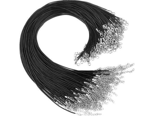 100 Black Korean Waxen Strings With Connector For Necklace 1.5mm