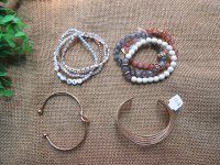6Pcs Various Design Bracelet Bangle Beaded Cuff Bracelet