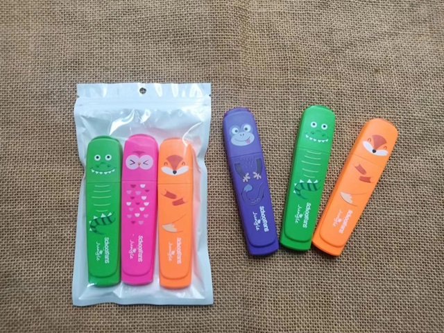 6Packs x 3Pcs Fluorescent Color Highlighter Marker Office Supply 6Packs x 3Pcs Fluorescent Color Highlighter Marker Office Supply