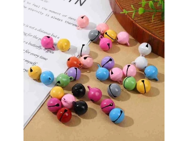 100Pcs Round Jingle Bells Beads Pendants Craft 14mm Mixed
