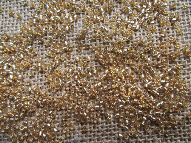 450g Golden Tube Glass Bugle Seed Beads 2mm - Click Image to Close
