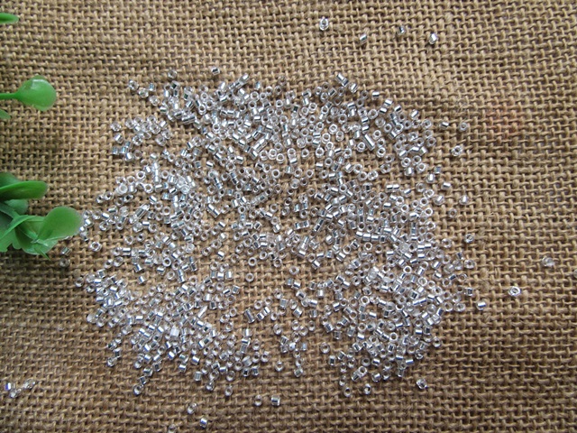 450g Silver Tube Glass Bugle Seed Beads 2mm - Click Image to Close