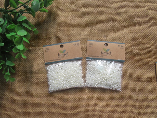3Pkts x 1000pcs White 3mm Round Simulate Pearl Beads 3Pkts x 1000pcs White 3mm Round Simulate Pearl Beads
