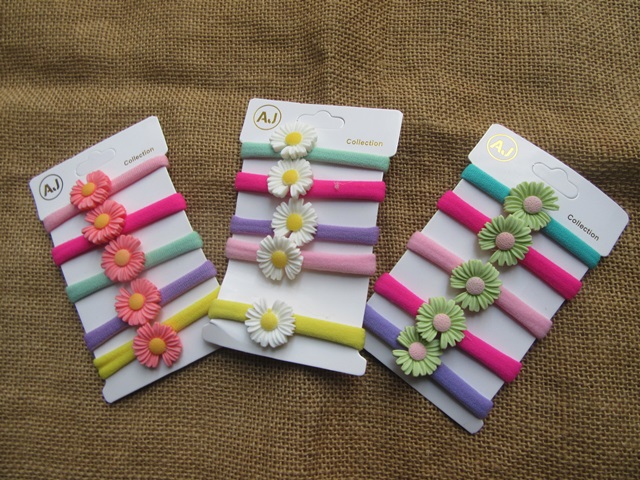 1Sheet x 5Pcs Sunflower Hair Elastic Hair Band Scrunchies - Click Image to Close