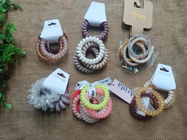 6Sheet Coil Spring Hair Tie Hair Elastic Telephone Wire Scrunchi