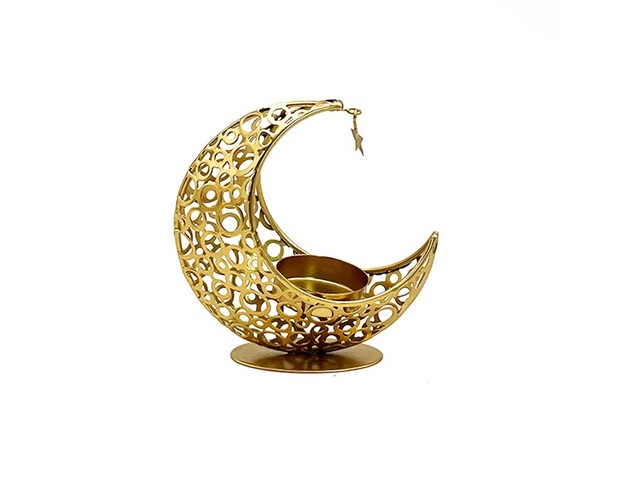 1Pc Creative Gold Three-Dimensional Moon Candlestick Home Decor - Click Image to Close