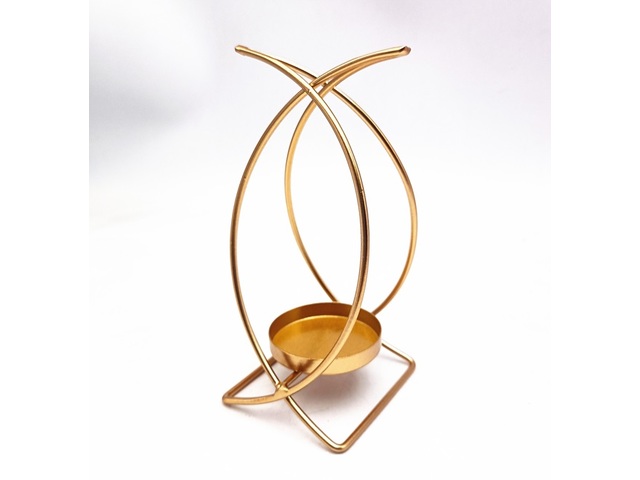 1Pc Creative Desktop Gold Double Arch Tealight Candle Holder - Click Image to Close