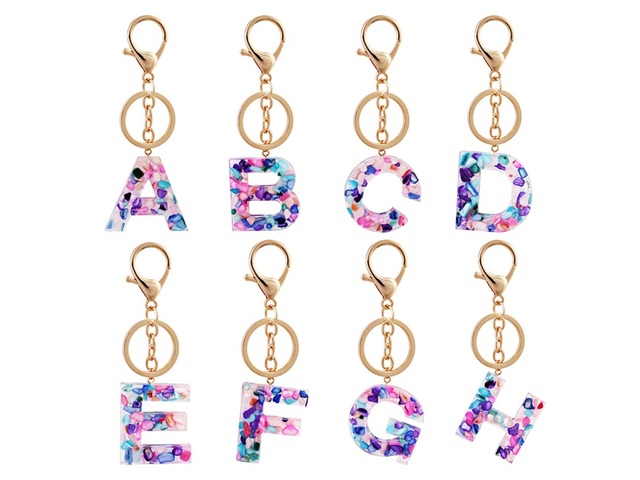 (image for) 6Pcs Personalized Letter Keychain for Bag Acrylic Pendant Key