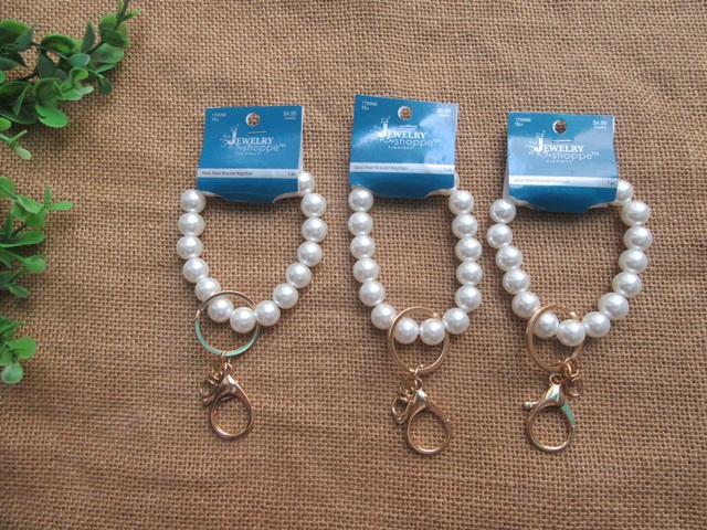 3Pcs Pearl Bracelet Keychain Hand Wristlet Lanyard Strap 3Pcs Pearl Bracelet Keychain Hand Wristlet Lanyard Strap