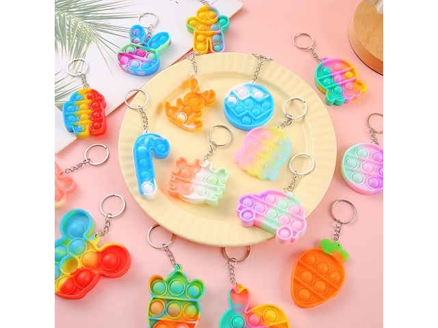 20Pc Mini Push Pop Bubble Fidget Key Chain Sensory Toy