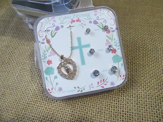 4Box Virgin Mary Butterfly Etc Charm Pendant Necklace & Earrings 4Box Virgin Mary Butterfly Etc Charm Pendant Necklace & Earrings