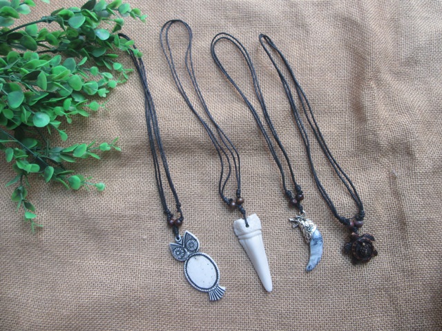 6Pcs Handmade Necklaces with Owl Turtle Etc Pendants 6Pcs Handmade Necklaces with Owl Turtle Etc Pendants