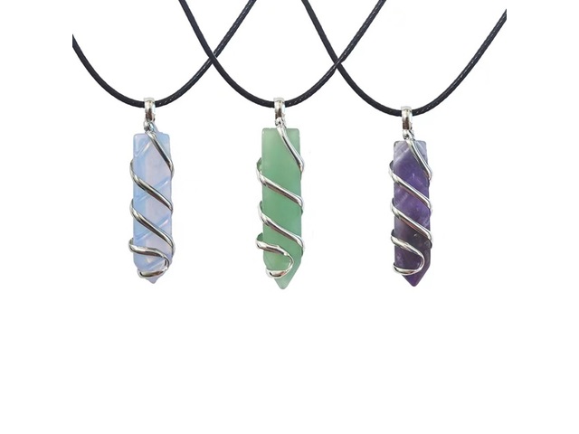 3Pcs Crystal Stone Sword Shape Handmade Silver Wire Winding 3Pcs Crystal Stone Sword Shape Handmade Silver Wire Winding