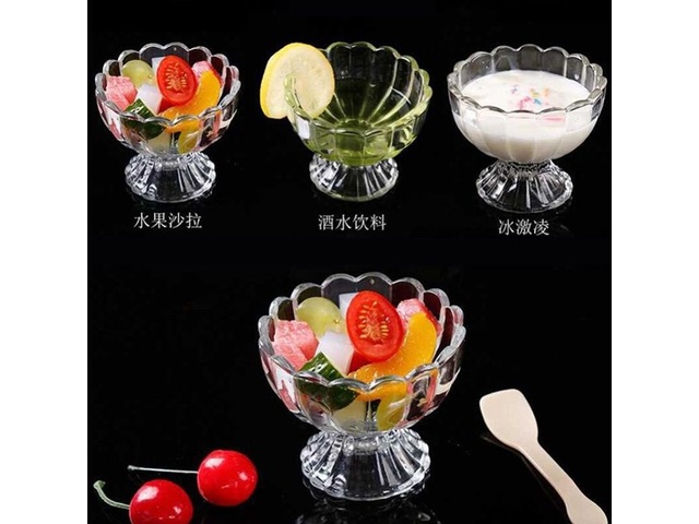Set of 6 Glass Ice Cream Bowls Elegant Dessert Bowls for Sundaes