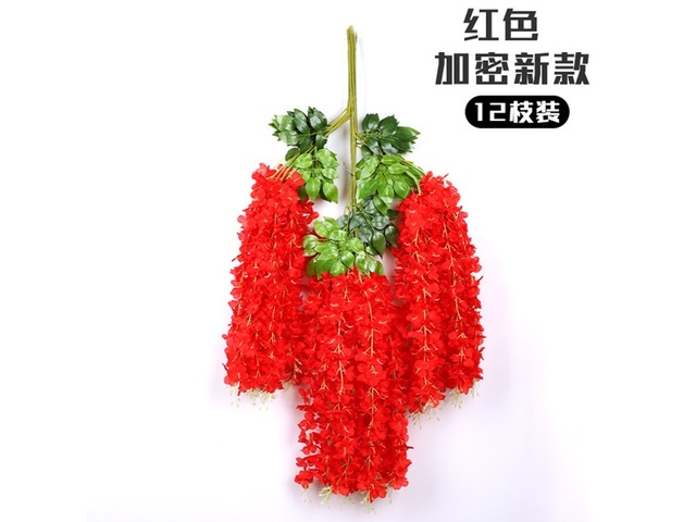 12Pcs Red Artificial Silk Hanging Flower Garland Vine Wisteria 12Pcs Red Artificial Silk Hanging Flower Garland Vine Wisteria